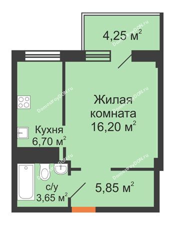 1 комнатная квартира 36,65 м² - ЖК Вершина