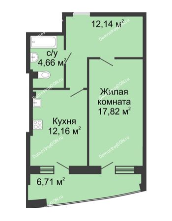 1 комнатная квартира 55,2 м² в ЖК Тихий Дон, дом № 1