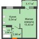 1 комнатная квартира 30,52 м² в ЖК Португалия, дом Литер 31 - планировка