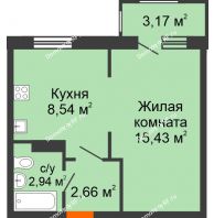 1 комнатная квартира 30,52 м² в ЖК Португалия, дом Литер 31 - планировка