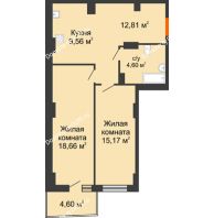 2 комнатная квартира 62,12 м² в ЖК Сердце Ростова 2, дом Литер 8 - планировка
