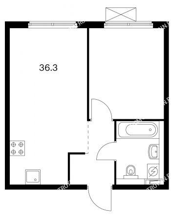1 комнатная квартира 36,3 м² в ЖК Савин парк, дом корпус 4