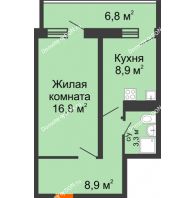 1 комнатная квартира 41,6 м² в ЖК Звезда Столицы, дом Литер 4 - планировка