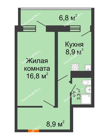 1 комнатная квартира 41,3 м² в ЖК Звезда Столицы, дом Литер 4
