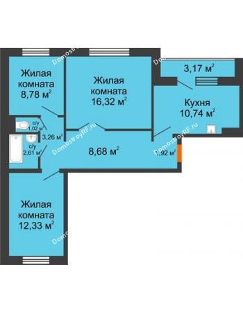 3 комнатная квартира 67,25 м² в ЖК Иннoкeнтьeвcкий, дом № 6