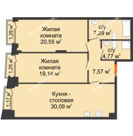 2 комнатная квартира 88,02 м², Клубный дом на Ярославской - планировка