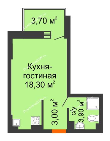 Студия 28,9 м² в ЖК Екатерининский, дом № 2в