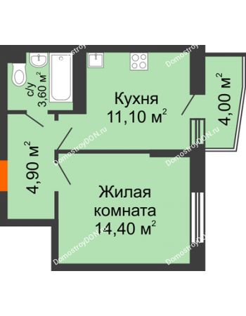 1 комнатная квартира 36 м² в ЖК Династия, дом Литер 2