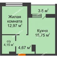 1 комнатная квартира 39,44 м² в Жилой Район Никольский, дом ГП-54 - планировка