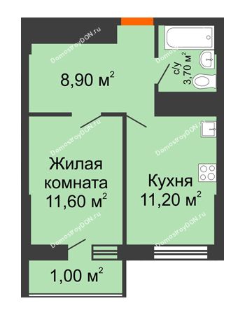 1 комнатная квартира 36,4 м² - ЖК Клубный дом на Мечникова