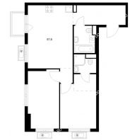 2 комнатная квартира 57,8 м² в ЖК Савин парк, дом корпус 7 - планировка