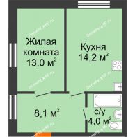 1 комнатная квартира 39,3 м², ЖК Красный дом - планировка