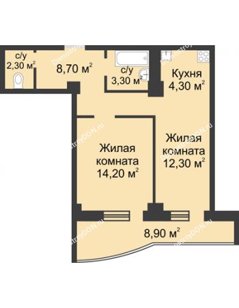 2 комнатная квартира 53,93 м² - ЖК Крепостной вал