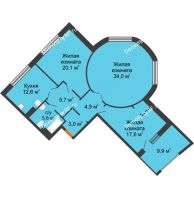 3 комнатная квартира 105,7 м² в Архитектурный Ансамбль Вознесенский, дом Дом Собенникова - планировка