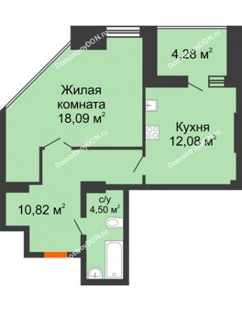 1 комнатная квартира 47,63 м² - ЖК Максим Горький