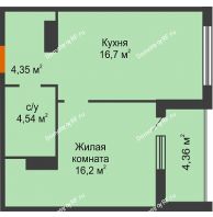 1 комнатная квартира 43,97 м² в Жилой Район Никольский, дом ГП-54 - планировка