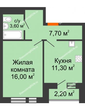 1 комнатная квартира 39,7 м² в ЖК НОРД-Премьер, дом № 13