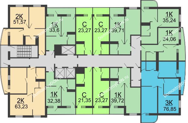 ЖК Центральный-3 - планировка 13 этажа