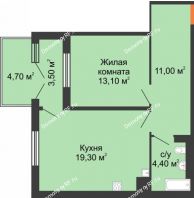 1 комнатная квартира 56 м² в ЖК Ожогино, дом ГП-6 - планировка