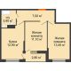 2 комнатная квартира 49,8 м² в ЖК Самолет, дом 1 очередь - Литер 4 - планировка