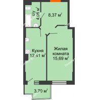 1 комнатная квартира 41,63 м² в ЖК Сердце Ростова 2, дом Литер 1 - планировка