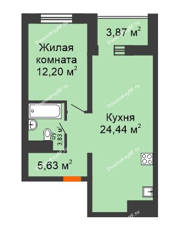 2 комнатная квартира 48,04 м² в ЖК Набережный квартал, дом № 34, корпус 1 (ГП-4)