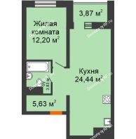 2 комнатная квартира 48,04 м² в ЖК Набережный квартал, дом № 34, корпус 1 (ГП-4) - планировка