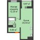2 комнатная квартира 48,04 м² в ЖК Набережный квартал, дом 34, корпус 1 (ГП-4) - планировка