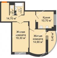 2 комнатная квартира 66,4 м² в ЖК Высота, дом 4 позиция - планировка