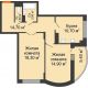 2 комнатная квартира 66,4 м² в ЖК Высота, дом 4 позиция - планировка