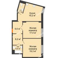 2 комнатная квартира 75,6 м² в Архитектурный Ансамбль Вознесенский, дом Дом Собенникова - планировка