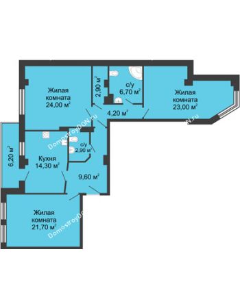 3 комнатная квартира 112,4 м² - ЖК Дом на Береговой