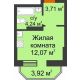 Студия 21,2 м² в ЖК Светлоград, дом Литер 15 - планировка