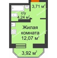 Студия 21,2 м² в ЖК Светлоград, дом Литер 15 - планировка