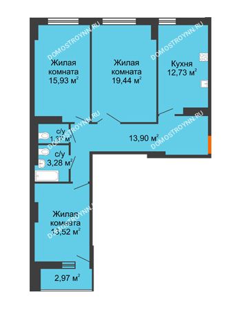 3 комнатная квартира 81,66 м² - ЖК Орбита