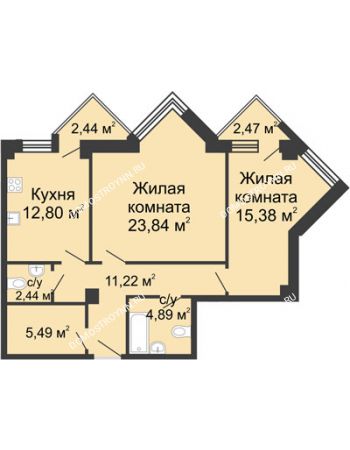 2 комнатная квартира 78,51 м² - ЖК С видом на Небо!