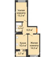 2 комнатная квартира 47,8 м² в ЖК Грани, дом Литер 5 - планировка