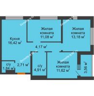 3 комнатная квартира 67,71 м² в Жилой Район Никольский, дом ГП-54 - планировка