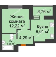 1 комнатная квартира 32,58 м² в ЖК Светлоград, дом Литер 16 - планировка