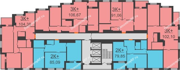 Планировка 25 этажа в доме 4 этап  в ЖК Россия. Пять Столиц