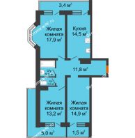3 комнатная квартира 87 м² в Фруктовый квартал Абрикосово, дом Литер 3 - планировка