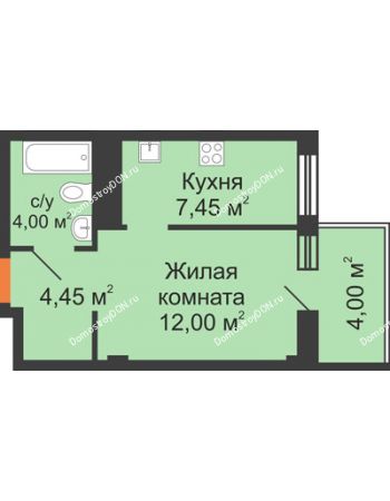 1 комнатная квартира 31,9 м² - ЖК Вершина