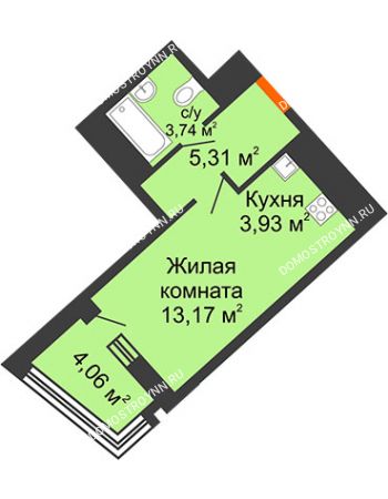 Студия 28,18 м² в ЖК Дом на Набережной, дом № 1