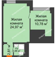 Апартаменты-студия 41,42 м², Апартаменты Бирюза в Гордеевке - планировка