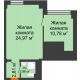 Апартаменты-студия 41,42 м², Апартаменты Бирюза в Гордеевке - планировка