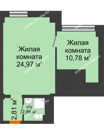 Студия 41,42 м² - Апартаменты Бирюза в Гордеевке