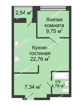 1 комнатная квартира 47,18 м² - ЖК Гвардейский-2