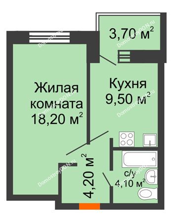 1 комнатная квартира 39,7 м² - ЖК Zапад (Запад)