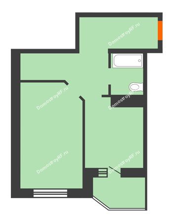 1 комнатная квартира 45,6 м² в ЖК Ромашково, дом Позиция 2