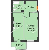 1 комнатная квартира 43,17 м² в ЖК Сердце Ростова 2, дом Литер 8 - планировка